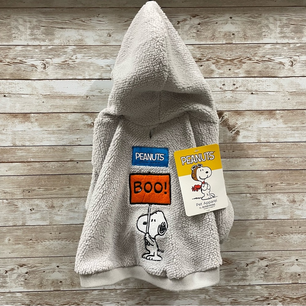 Peanut's SNOOPY HALLOWEEN‎ BOO Dog Sz. SMALL Sherpa Hoodie Jacket Coat Costume